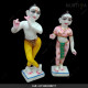 ISKCON Pure White Krishna Radha Marble Statue Pure Handmade  With Full Pink And Green Color 