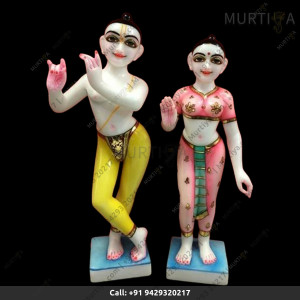 ISKCON Pure White Makrana Krishna Marble Statue Pure Handmade Buy Online With Cheap Price - Murtiya