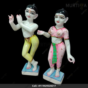 ISKCON Pure White Krishna Radha Marble Statue Pure Handmade Buy Online - Murtiya