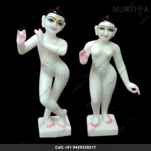 ISKCON Vietname Pure White Radha Krishna Marble Statue Pure Handmade Buy Online - Murtiya