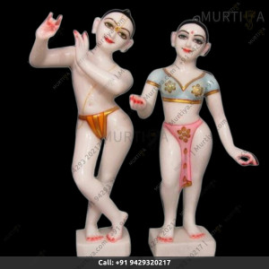 ISKCON Pure White Makrana Krishna Marble Statue Pure Handmade Buy Online In Canada - Murtiya