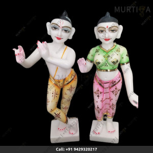 ISKCON Pure White Makrana Krishna Marble Statue Pure Handmade Buy Online With Free Shipping - Murtiya