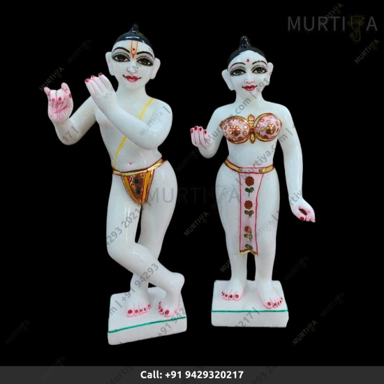 ISKCON Pure White Makrana Krishna Marble Statue Pure Handmade   