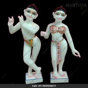 ISKCON Pure White Makrana Krishna Marble Statue Pure Handmade Buy Online In India - Murtiya