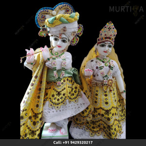 ISKCON Radha Krishna Marble Statue Pure Handmade With Jewellery Clothes Buy Online - Murtiya