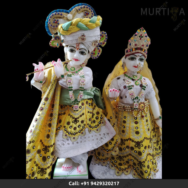 ISKCON Radha Krishna Marble Statue Pure Handmade With Jewellery Clothes ISKCON Radha Krishna Marble Statue Pure Handmade With Jewellery Clothes