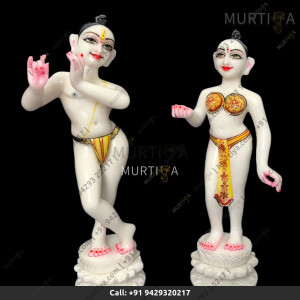 ISKCON 12 Inch White Radha Krishna Marble Statue Pure Handmade Buy Online - Murtiya