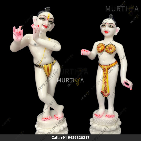 ISKCON 12 Inch White Radha Krishna Marble Statue Pure Handmade ISKCON 12 Inch White Radha Krishna Marble Statue Pure Handmade