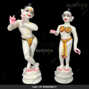 ISKCON 12 Inch White Radha Krishna Marble Statue Pure Handmade Buy Online - Murtiya