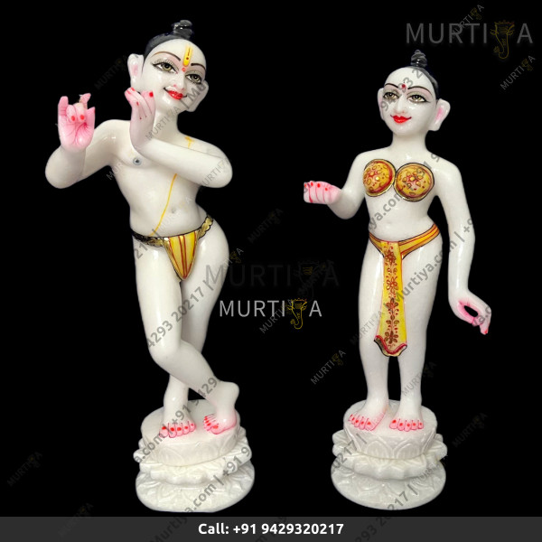 ISKCON 12 Inch White Radha Krishna Marble Statue Pure Handmade ISKCON 12 Inch White Radha Krishna Marble Statue Pure Handmade