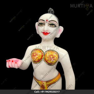 ISKCON White Marble Radha Ji Statue With Lotus Base Handmade Buy Online - Murtiya