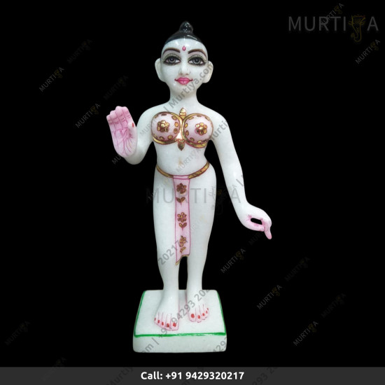 ISKCON Makrana Pure White Radha Krishna Marble Statue Pure Handmade With Painted Clothes  
