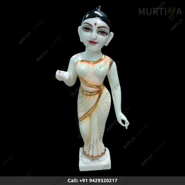 ISKCON Pure White Vietname Marble Radha With Painted Clothes Handmade ISKCON Pure White Vietname Marble Radha With Painted Clothes Handmade