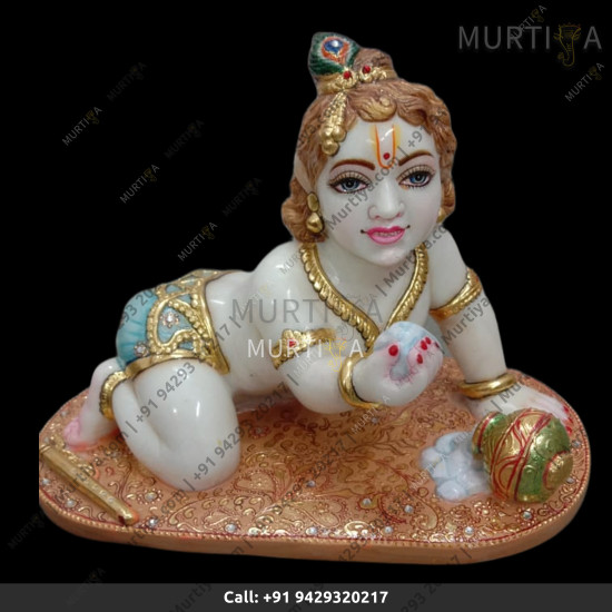 Marble Laddu Gopal with Makhan