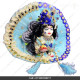 White Laddu Gopal Marble Murti with Sky Blue cloth jewellery for Home Office Temple