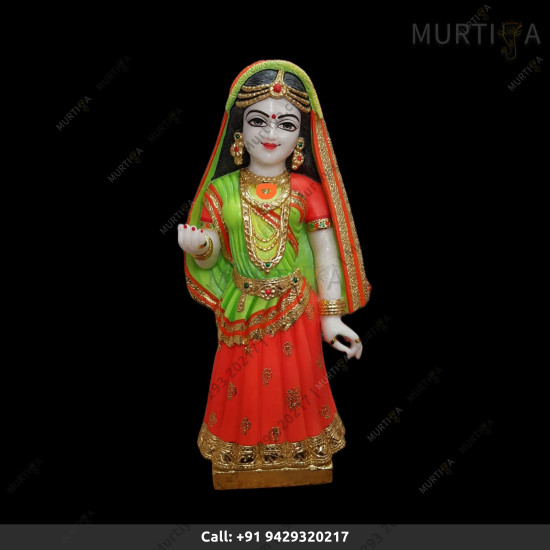 Buy Beautiful Marble Fully Painted Radha Ji Online | Murtiya.com