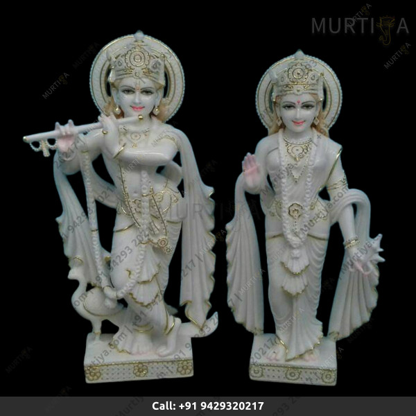 Painted Marble Krishna Ji with light minimal painting Painted Marble Krishna Ji with light minimal painting