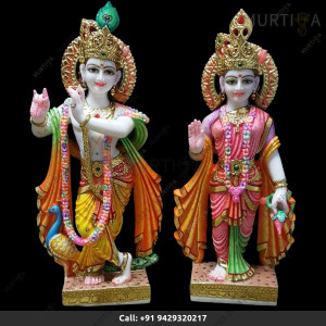 Painted Marble Radha Krishna ji Dark Colored and Duppatta | Custom Marble Deity Maker
Painted Marble Radha Krishna ji Dark Colored and Duppatta | Custom Marble Deity Maker