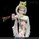 Pure White Makrana Vietnam Marble Krishna Ji with Painted Clothes