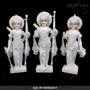 Buy online Pure Marble Ram Ji, Laxman Ji, and Sita Mata Pure white for Home Temple | Murtiya.com
