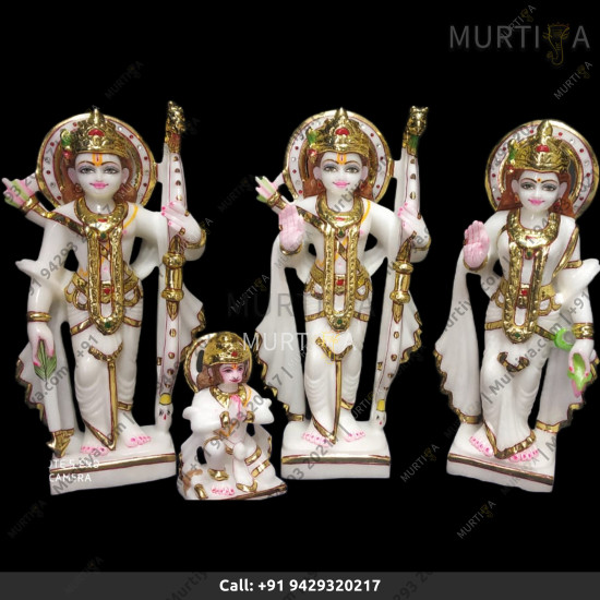 Pure White Marble Ramdarbar Without Color Only Golden High Lights