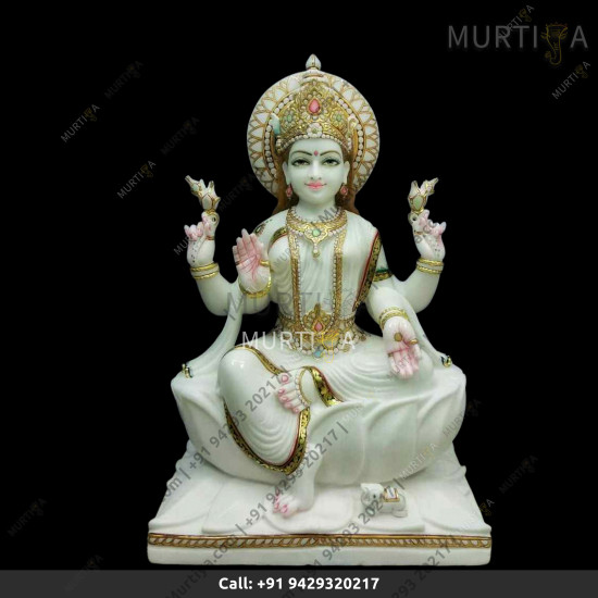 Marble Sarasawati Maa On Lotus Pure White Marble Sarasawati Maa On Lotus Pure White