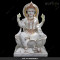 Marble Saraswati Maa Pure White And Golden Outline