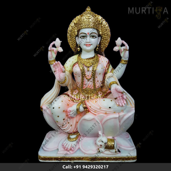 Marble Saraswati Maa On Lotus