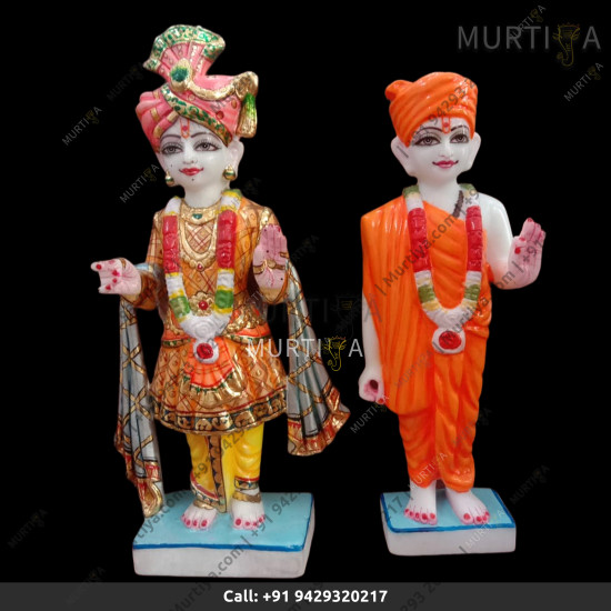 Akshar Purushottam and Gunitanand Swami Pure Marble Akshar Purushottam and Gunitanand Swami Pure Marble