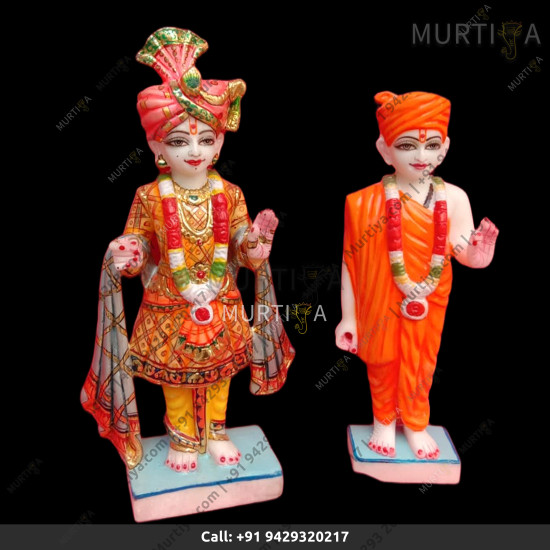 Akshar Purushottam and Gunitanand Swami Pure Marble Akshar Purushottam and Gunitanand Swami Pure Marble