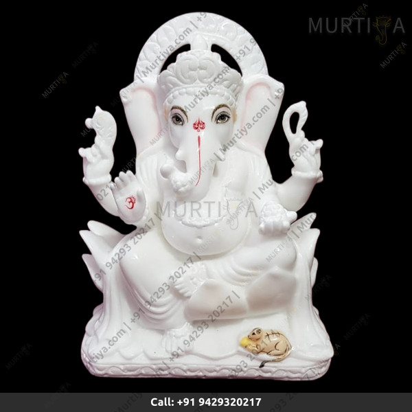 Marble Ganesh Ji Pure White Marble Ganesh Ji Pure White