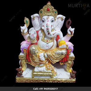 Buy Online Marble Ganesh ji with Golden Painted for home and office 
