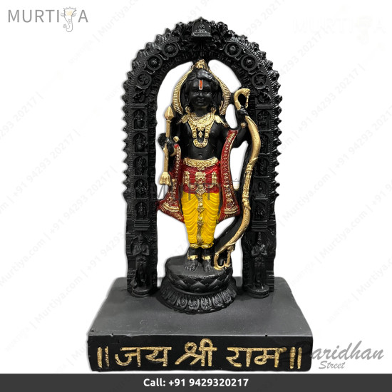Ram Lalla Made with Resin with Ram temple with High Quality and full detailing best for Home office temple | Murtiya